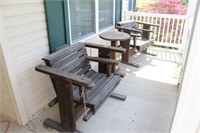 Lot: 2 Wooden Gliders and Table