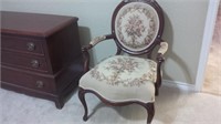 Rose Fabric Covered and Wood Chair