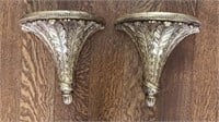 CARVED WOOD AND GILT SHEAF OF WHEAT WALL SHELVES