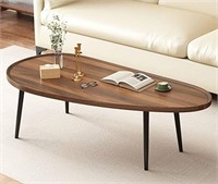 ANS_HOME Walnut Oval Coffee Table Wooden Rustic Co