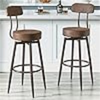 UnaFurni Bar Stools with Back Set of 2, Swivel Kit