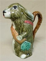 Orchies French Majolica Rabbit Pitcher.