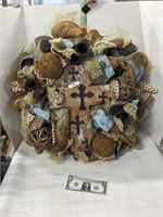 Lg wreath cross religious