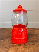 CLEAR RED GLASS CANDY CONTAINER