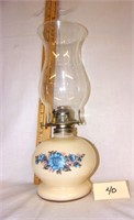 oil lamp w/flower decorated base