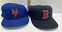 2 hats- New York Mets  Boston Red Sox