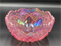 Carnival Glass Iridescent Pink Heirloom Bowl