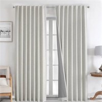 Joydeco 100% Greyish White Blackout Curtains 108