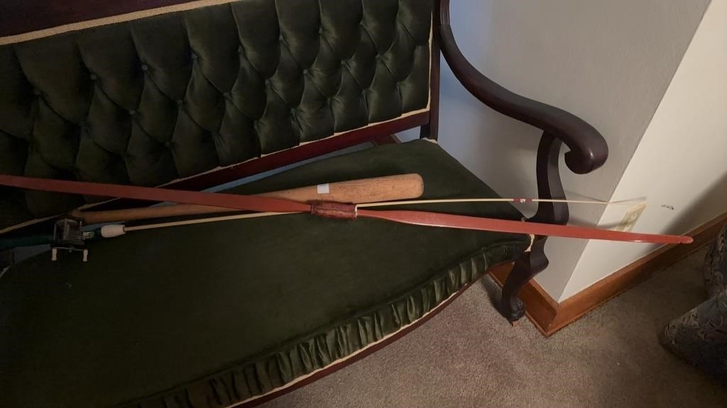 Bow Fishing Rod and Cracked Baseball Bat