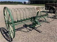 John Deere Steel Wheel Dump Rake (Painted)