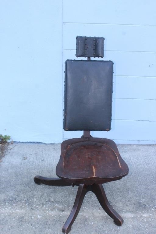 Antique Wood and Leather Dentist Chair