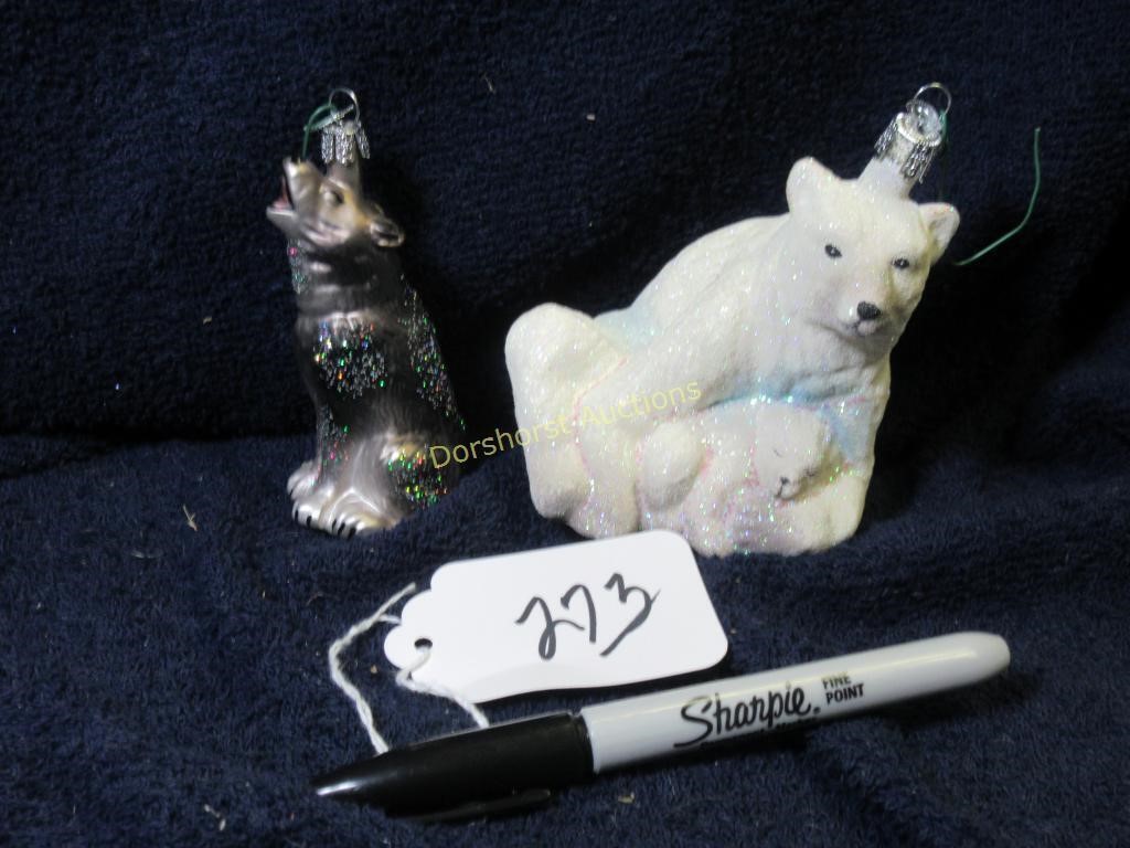 (2) OLD WORLD CHRISTMAS GLASS ORNAMENTS