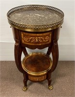 Maitland Smith Round Marble Top Inlaid Side Table