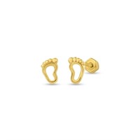 Dainty 14k Gold Open Feet Screw Back Stud Earrings