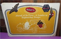 Vtg Bugatti Brochure w Advertising Pins