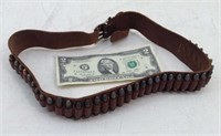 * Vtg Leather Ammo Belt w/ 22 SR & LR Bullets