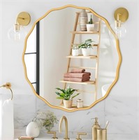 FUWU HOME Gold Round Mirror for Wall Decorative 24