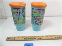 2 - Tupperware re-useable Drink Cups w/lids