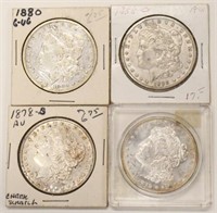 Lot Of Four 1870's & 80's Morgan Silver Dollars
