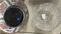 Wheel Cut Crystal Bowl and Asian Art Bowl