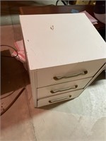WHITE WOODEN NIGHT STAND 3 DRAWERS