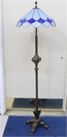 Art Deco Wrought Iron Stained Glass Floor Lamp