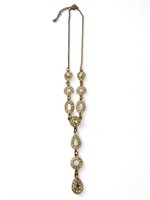 VTG Adjustable Gold-Tone Crystal Lariat Necklace