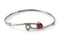 Sterling Silver Pink Sapphire/White Topaz Heart