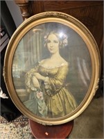 Oval Gold Framed Victorian Woman Picture