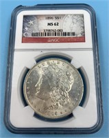 NGC Graded,   Morgan Silver dollar  1896 MS62