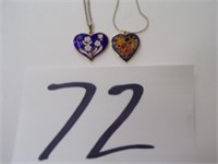 2 Vint/Now Artwork Heart Necklaces