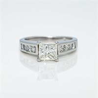 14kt Natural Princess Cut Diamond Engagement Ring