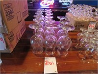 LOT, (15) STEMMED DRINK GLASSES IN THESE ROWS