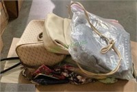 Large box of miscellaneous used purses includes