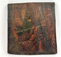 ANTIQUE WOOD ICON OF AN ARCHANGEL
