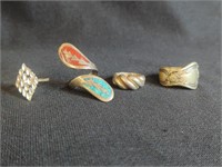 (4) LADIES STERLING RINGS