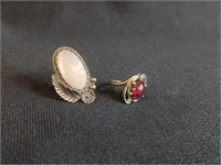 (2) LADIES STERLING RINGS W/ STONES