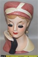 1960 Napco Japan C5036A Red Lady Head Vase