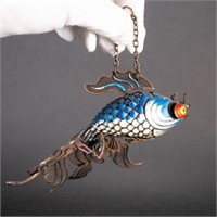 Chinese Enameled Silver Articulated Koi Fish