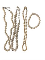 Faux Pearl Necklaces & Bracelet