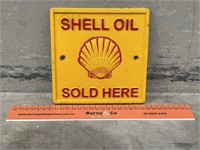 SHELL OIL SOLD HERE Cast Iron Sign - 165 x