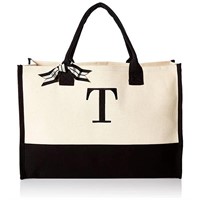 Qty 2 Mud Pie 501118 T Initial Canvas Tote