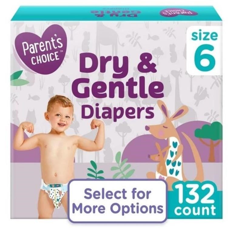 New Parent's Choice Dry & Gentle Diapers Size 6
