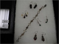 Four pair of sterling earrings including pair