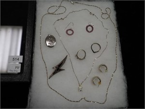 Group of sterling jewelry including chains,