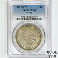 1878 7/8TF Morgan Silver Dollar PCGS MS61 Strong