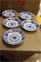 Set of 5 Flow Blue Bowls/Plates