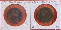 1786,1787 New Jersey Coppers Ag-VG