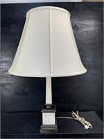 ANTIQUE TALL MARBLE DOUBLE BULB TABLE LAMP