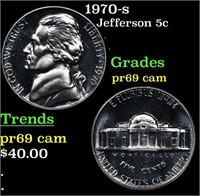 Proof 1970-s Jefferson Nickel 5c Grades GEM++ Proo